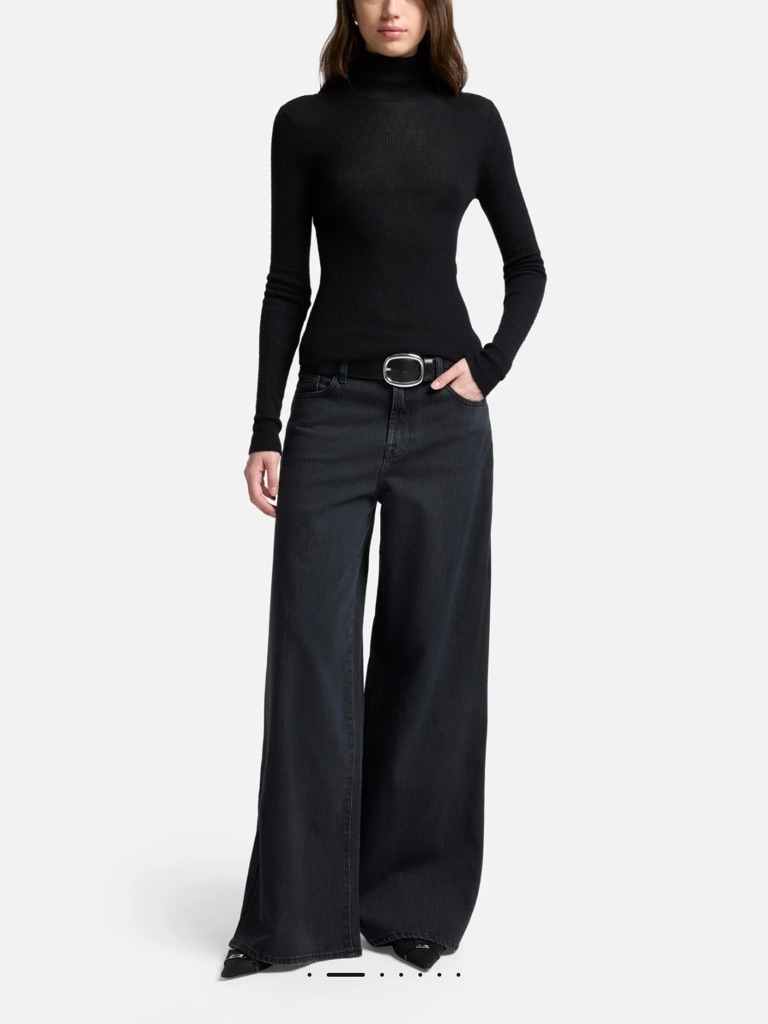 7 For All Mankind Black Wide-Leg High-Rise Jeans